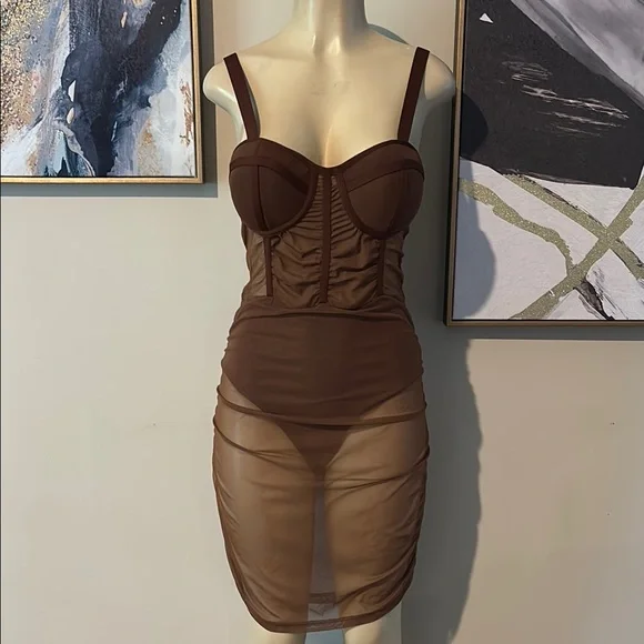 Mixed Drinks Mixed Feelings Mini Dress - Chocolate size XL - Picture 4 of 8